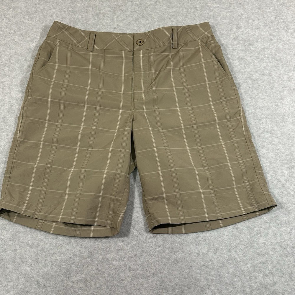 Under Armour Performance Tan Plaid Golf Shorts Mens Size 32 Regular